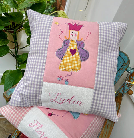 Lilac fairytale name cushion