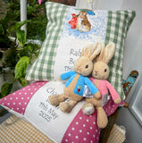 Beatrix Potter Christening cushion sage green or rose pink