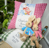 Beatrix Potter Christening cushion sage green or rose pink