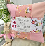 Peter rabbit Christening cushion