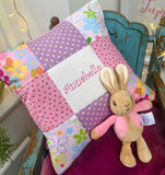 Pink and purple name cushion