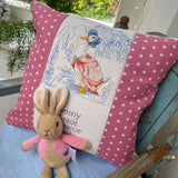 Beatrix Potter Christening cushion sage green or rose pink