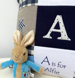 Navy blue alphabet cushion