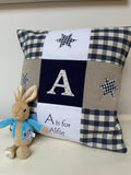 Navy blue alphabet cushion