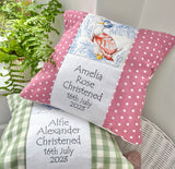 Beatrix Potter Christening cushion sage green or rose pink