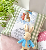 Beatrix Potter Christening cushion sage green or rose pink