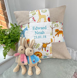 Jungle Name and Date Cushion