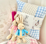 Peter rabbit gingham alphabet cushion