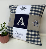 Navy blue alphabet cushion