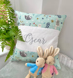 Sloth and koala name cushion