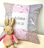 Unicorn Name and Date Cushion