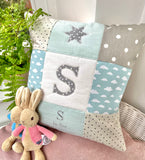 Clouds Alphabet Cushion Mint