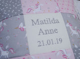 Unicorn Name and Date Cushion