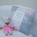 Unicorn Name and Date Cushion