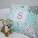 Clouds Alphabet Cushion Mint