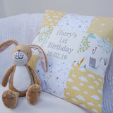 Clouds Birthday Cushion Yellow
