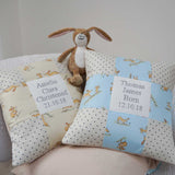 Bunny Birth and Christening Cushion Blue