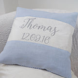 Silk and Linen Script Cushion Pink