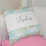 Unicorn Name Cushion Mint