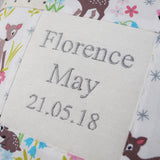 Baby Deer Name & Date Cushion