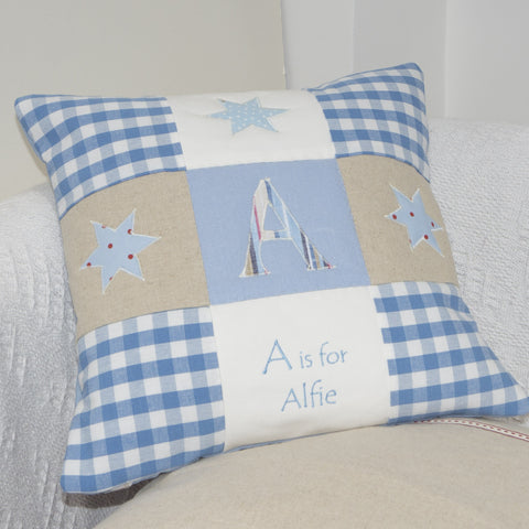 Alphabet Cushion Blue