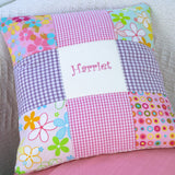 Pink and purple name cushion