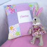 Pink and purple name cushion