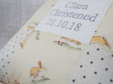 Bunny Birth and Christening Cushion Lemon