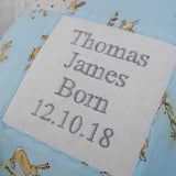 Bunny Birth and Christening Cushion Blue