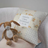 Bunny Birth and Christening Cushion Lemon