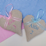 Children's Name and Age Heart Blue