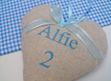 Children's Name and Age Heart Blue