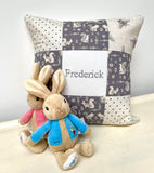Little Grey Squirrel Name and Date Cushion