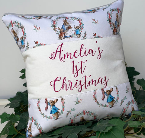 First Christmas Peter Rabbit cushion