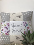 Special friend bees and flowers cushion