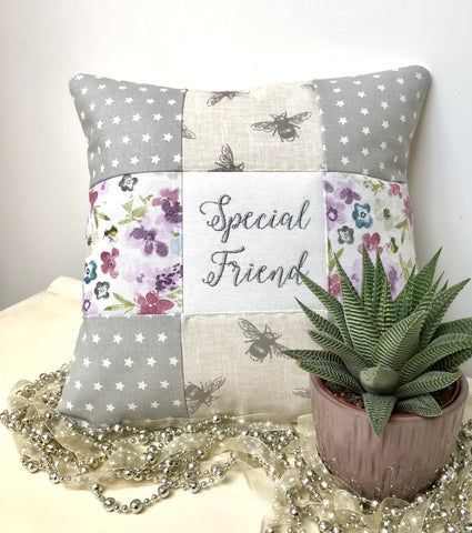 Special friend bees and flowers cushion
