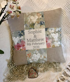 Silk and linen anniversary cushion