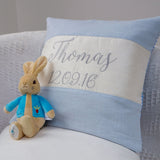 Silk and Linen Script Cushion Pink