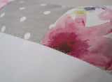 Pink and Grey Patchwork Name Cushion