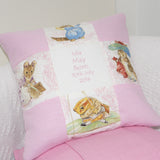 Beatrix Potter© Christening cushion Patchwork Name and Date Cushion Pink