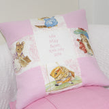 Beatrix Potter© Patchwork Name and Date Cushion Blue