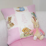 Beatrix Potter© Patchwork Name and Date Cushion Blue