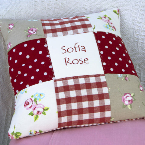 Red Patchwork Cushion