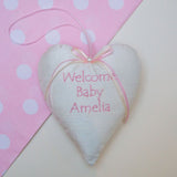 Welcome Baby Silk Heart Pink